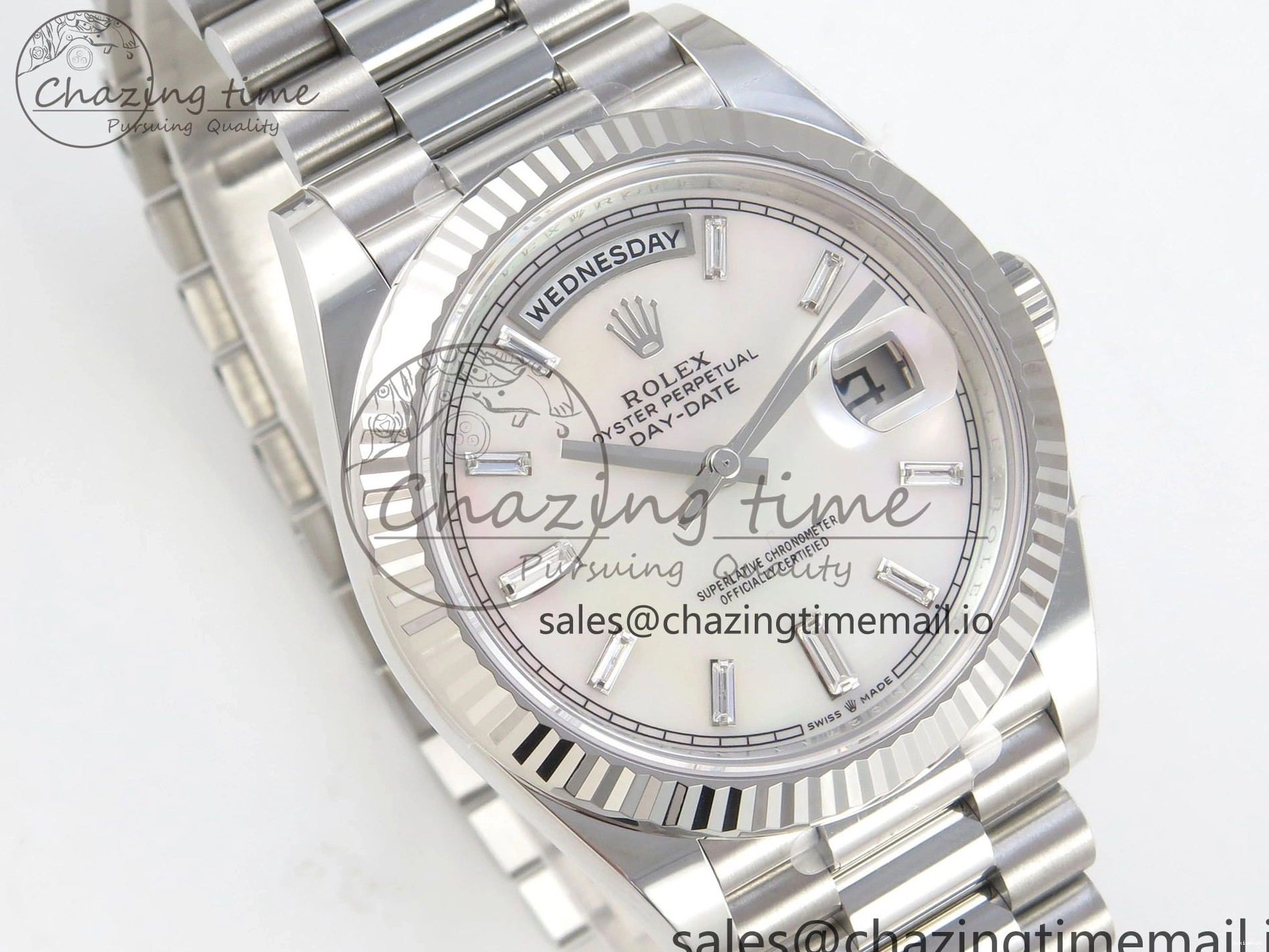 THBF President V3 Weight) Date (Gain SS Best 40 Edition MOP Day Bracelet Crystal Dial White on 1:1 VR3255 228236 0303
